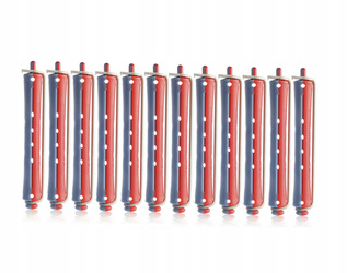 Wałki Do Włosów Do Trwałej Ondulacji 11mm x 85mm Długie 12szt Czerwo-Niebie